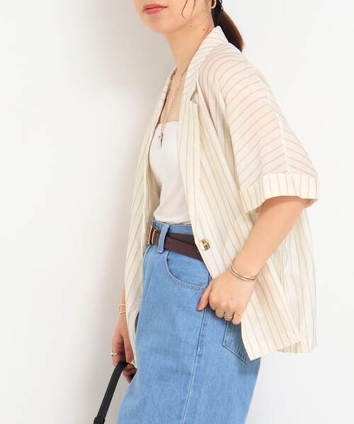 MICO COULIER（ミコクリエ）の「シルク調テーラーハーフスリーブジャケット（テーラードジャケット・レディース・ベージュ系その他/グレー系その他・38）」の17枚目の写真