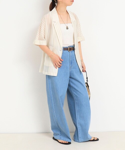 MICO COULIER（ミコクリエ）の「シルク調テーラーハーフスリーブジャケット（テーラードジャケット・レディース・ベージュ系その他/グレー系その他・38）」の21枚目の写真