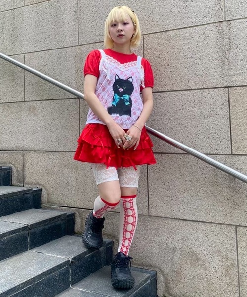 Candy Stripper（キャンディストリッパー）の「PUFF SLEEVE COMPACT Tシャツ（Tシャツ/カットソー・レディース・オフホワイト/ブラック/ピンク/レッド・FREE）」の17枚目の写真