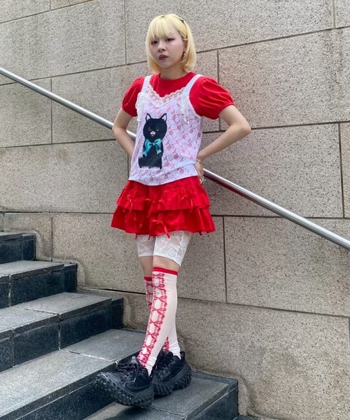 Candy Stripper（キャンディストリッパー）の「PUFF SLEEVE COMPACT Tシャツ（Tシャツ/カットソー・レディース・オフホワイト/ブラック/ピンク/レッド・FREE）」の18枚目の写真