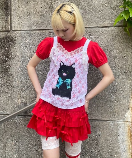 Candy Stripper（キャンディストリッパー）の「PUFF SLEEVE COMPACT Tシャツ（Tシャツ/カットソー・レディース・オフホワイト/ブラック/ピンク/レッド・FREE）」の16枚目の写真