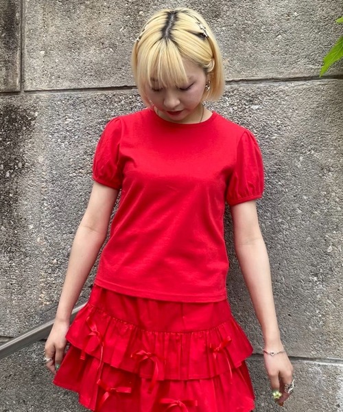 Candy Stripper（キャンディストリッパー）の「PUFF SLEEVE COMPACT Tシャツ（Tシャツ/カットソー・レディース・オフホワイト/ブラック/ピンク/レッド・FREE）」の13枚目の写真