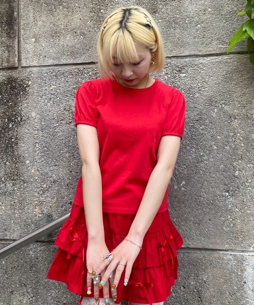 Candy Stripper（キャンディストリッパー）の「PUFF SLEEVE COMPACT Tシャツ（Tシャツ/カットソー・レディース・オフホワイト/ブラック/ピンク/レッド・FREE）」の14枚目の写真