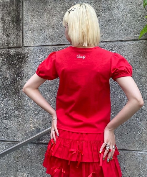 Candy Stripper（キャンディストリッパー）の「PUFF SLEEVE COMPACT Tシャツ（Tシャツ/カットソー・レディース・オフホワイト/ブラック/ピンク/レッド・FREE）」の15枚目の写真