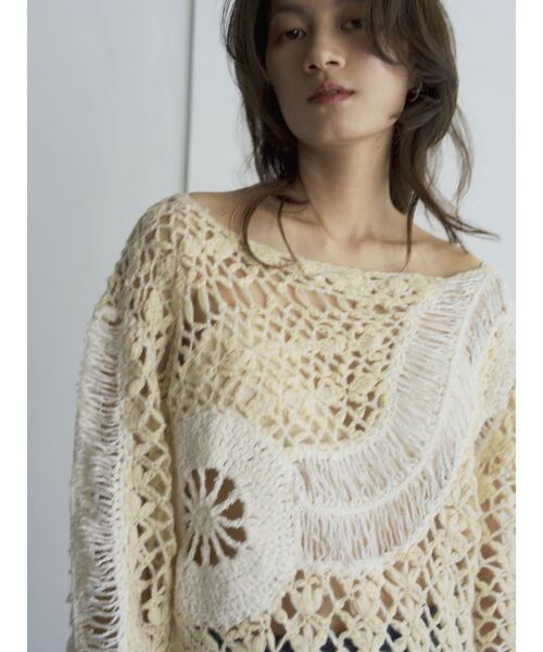 【Htage】バックオープンハンドデザインニット