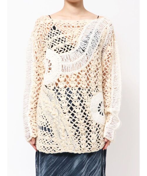 Htage（テージ）の「【Htage】バックオープンハンドデザインニット（ニット/セーター・レディース・アイボリー/ブラック・FREE）」の10枚目の写真