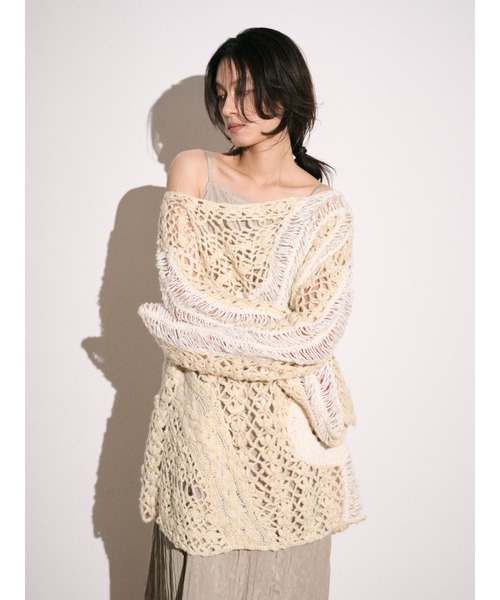 Htage（テージ）の「【Htage】バックオープンハンドデザインニット（ニット/セーター・レディース・アイボリー/ブラック・FREE）」の22枚目の写真