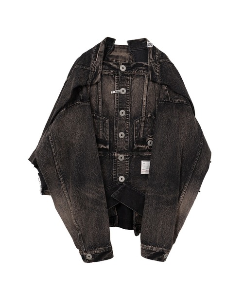 Maison MIHARA YASUHIRO(メゾンミハラヤスヒロ)の「Reversed Front Denim Jacket(デニムジャケット・レディース・ブラック・40)」の1枚目の写真
