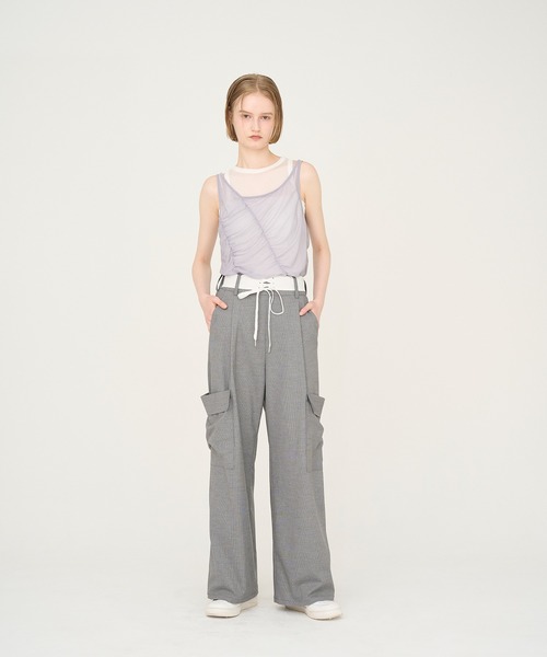 タンクトップ ノースリーブ 「Nora Lily」「elle」Ripple Sheer Layered Tank Top レディース セール】【Nora Lily】「elle」Ripple Sheer Layered Tank Top