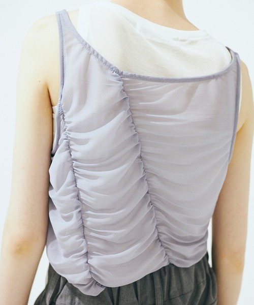 Nora Lily elle(ノラリリーエル)の「【Nora Lily】「elle」Ripple Sheer Layered Tank Top(タンクトップ・レディース・スカイブルー系/ネイビー系/ピンク系・FREE)」の9枚目の写真