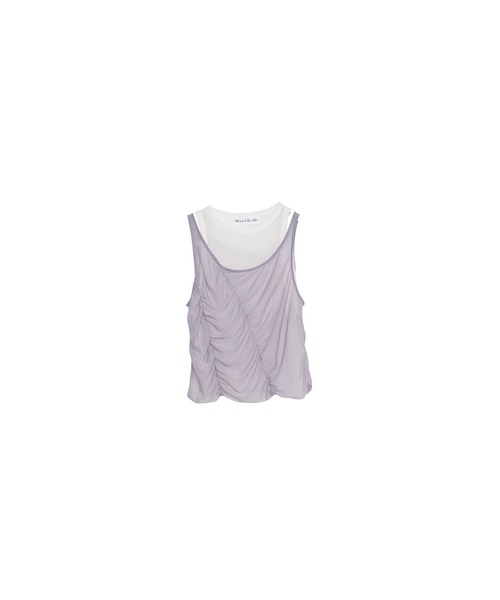 Nora Lily elle(ノラリリーエル)の「【Nora Lily】「elle」Ripple Sheer Layered Tank Top(タンクトップ・レディース・スカイブルー系/ネイビー系/ピンク系・FREE)」の10枚目の写真