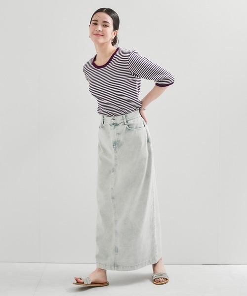Healthknit(ヘルスニット)の「【Healthknit/ヘルスニット】別注/クルーネックボーダーT(Tシャツ/カットソー・レディース・パープル系その他2/オレンジ系その他2・FREE)」の4枚目の写真