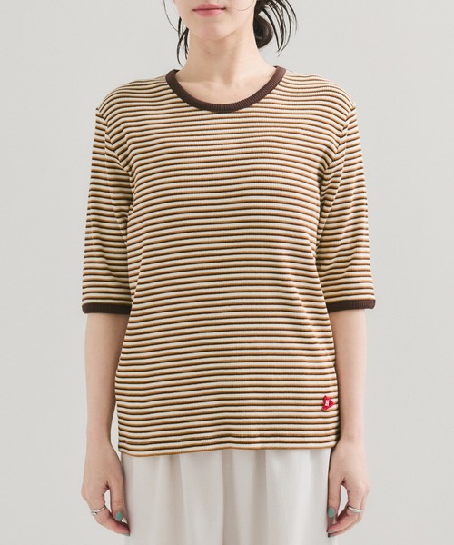 Healthknit(ヘルスニット)の「【Healthknit/ヘルスニット】別注/クルーネックボーダーT(Tシャツ/カットソー・レディース・パープル系その他2/オレンジ系その他2・FREE)」の7枚目の写真