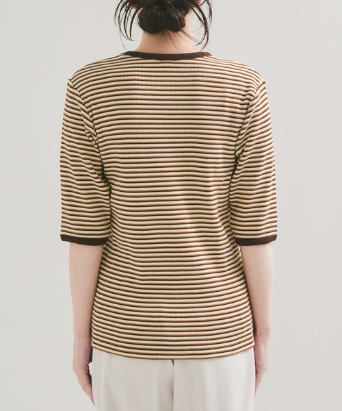Healthknit(ヘルスニット)の「【Healthknit/ヘルスニット】別注/クルーネックボーダーT(Tシャツ/カットソー・レディース・パープル系その他2/オレンジ系その他2・FREE)」の9枚目の写真