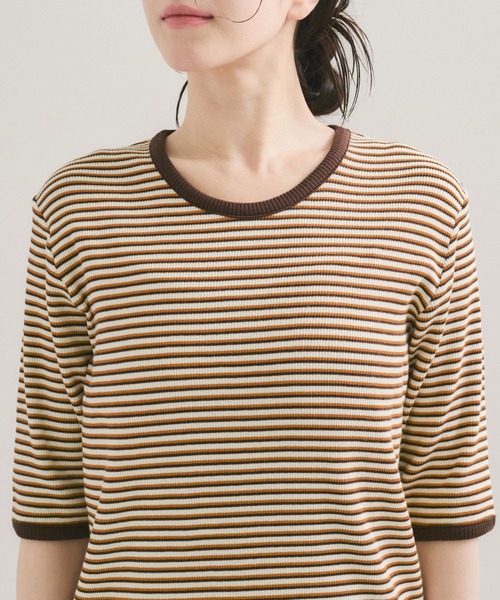Healthknit(ヘルスニット)の「【Healthknit/ヘルスニット】別注/クルーネックボーダーT(Tシャツ/カットソー・レディース・パープル系その他2/オレンジ系その他2・FREE)」の10枚目の写真