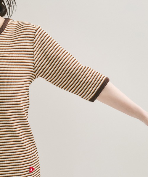 Healthknit(ヘルスニット)の「【Healthknit/ヘルスニット】別注/クルーネックボーダーT(Tシャツ/カットソー・レディース・パープル系その他2/オレンジ系その他2・FREE)」の11枚目の写真