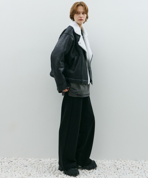 AFF AIVER（エイエフエフアイバー）の「AFF AIVER　フェイクムートンダブルライダース（ライダースジャケット・メンズ・ブラック/ホワイト×ブラック・LARGE/MEDIUM/SMALL）」の20枚目の写真