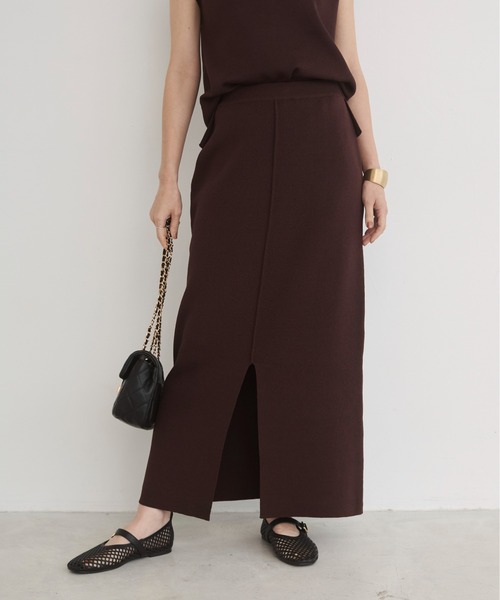 ANGIE（アンジー）の「【セットアップ対応】Iライン ニット ナロースカート（スカート・レディース・ブラウン/ベージュ/アイボリー/ブラック・FREE）」の3枚目の写真