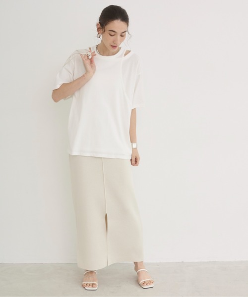 ANGIE（アンジー）の「【セットアップ対応】Iライン ニット ナロースカート（スカート・レディース・ブラウン/ベージュ/アイボリー/ブラック・FREE）」の6枚目の写真