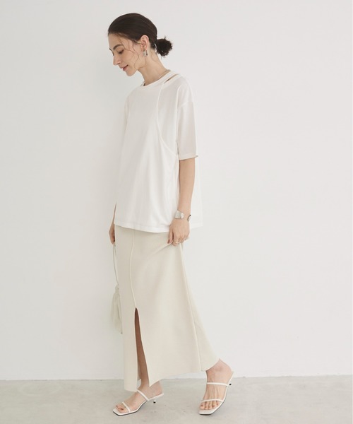 ANGIE（アンジー）の「【セットアップ対応】Iライン ニット ナロースカート（スカート・レディース・ブラウン/ベージュ/アイボリー/ブラック・FREE）」の21枚目の写真