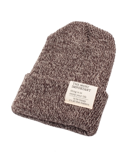 SHOO・LA・RUE（シューラルー）の「ワッペン付きミックスニットワッチ（ニットキャップ/ビーニー・レディース・ブラック/グレー/ブルー/ブラウン/レッド・00）」の3枚目の写真