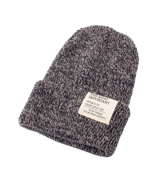 SHOO・LA・RUE（シューラルー）の「ワッペン付きミックスニットワッチ（ニットキャップ/ビーニー・レディース・ブラック/グレー/ブルー/ブラウン/レッド・00）」の4枚目の写真