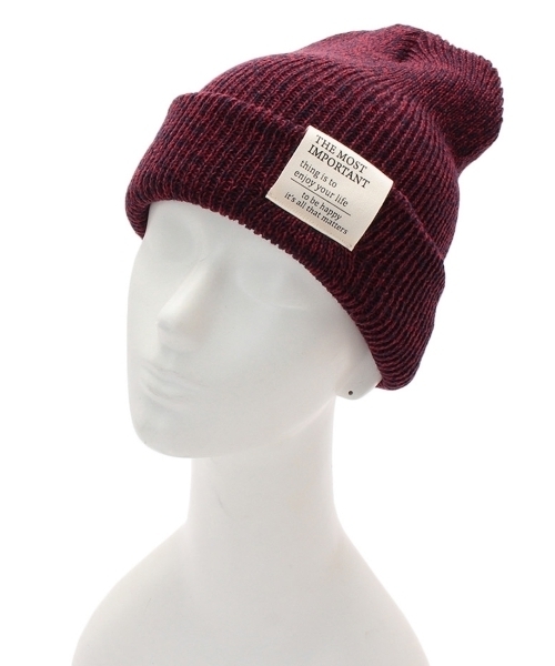 SHOO・LA・RUE（シューラルー）の「ワッペン付きミックスニットワッチ（ニットキャップ/ビーニー・レディース・ブラック/グレー/ブルー/ブラウン/レッド・00）」の6枚目の写真