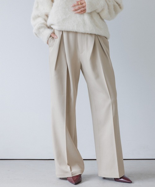 SENEE（セニー）の「high waist cross tuck slacks（ハイウエストクロスタックスラックス）（スラックス・レディース・ベージュ/ブラック・MEDIUM/SMALL）」の15枚目の写真