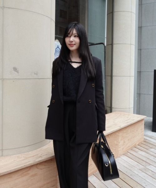 high waist cross tuck slacks（ハイウエストクロスタックスラックス