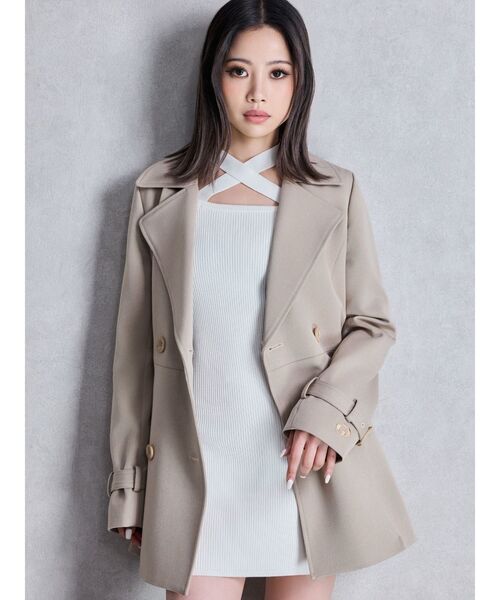 GYDA(ジェイダ)の「GDミディアムフレアコート(トレンチコート・レディース・ブラック/ベージュ・FREE)」の6枚目の写真