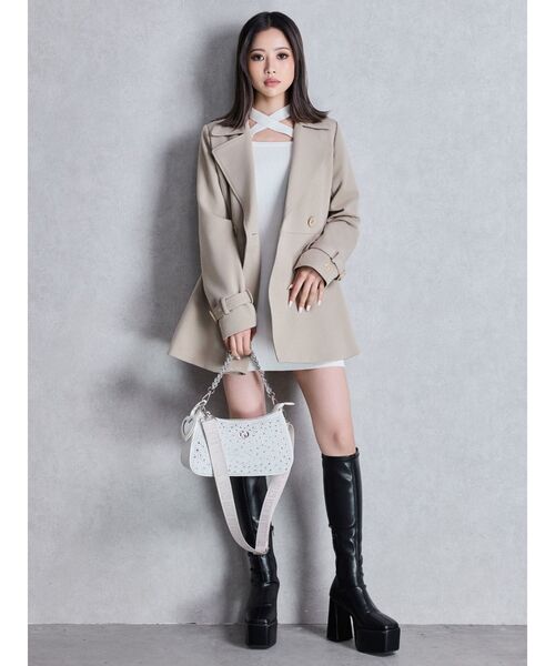 GYDA(ジェイダ)の「GDミディアムフレアコート(トレンチコート・レディース・ブラック/ベージュ・FREE)」の7枚目の写真