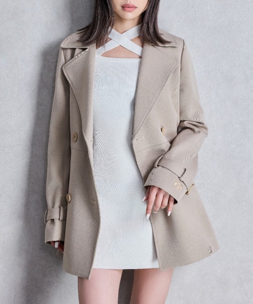 GYDA(ジェイダ)の「GDミディアムフレアコート(トレンチコート・レディース・ブラック/ベージュ・FREE)」の1枚目の写真