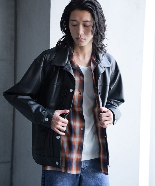 RATTLE TRAP(ラトルトラップ)の「シープナッパオーバーサイズレザーブルゾン(ブルゾン・メンズ・ブラック・L/M/LL)」の14枚目の写真