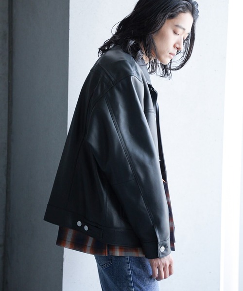 RATTLE TRAP（ラトルトラップ）の「シープナッパオーバーサイズレザーブルゾン（ブルゾン・メンズ・ブラック・L/M/LL）」の7枚目の写真