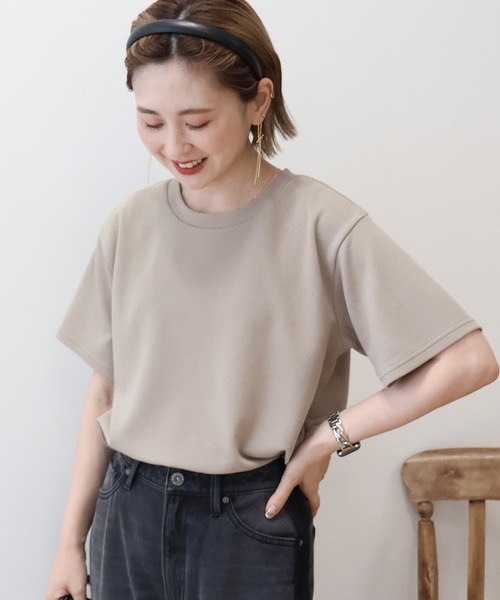 AMERICAN HOLIC(アメリカンホリック)の「ジョーゼット半袖プルオーバー(Tシャツ/カットソー・レディース・ラベンダー/ブラック/ライトグリーン/アイボリー/ベージュ・M/L)」の1枚目の写真