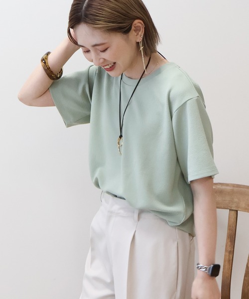 AMERICAN HOLIC(アメリカンホリック)の「ジョーゼット半袖プルオーバー(Tシャツ/カットソー・レディース・ラベンダー/ブラック/ライトグリーン/アイボリー/ベージュ・M/L)」の4枚目の写真