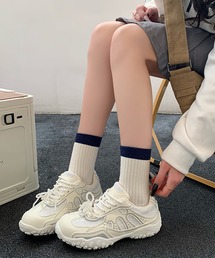 パール リボン付き レース ドッキング スニーカー