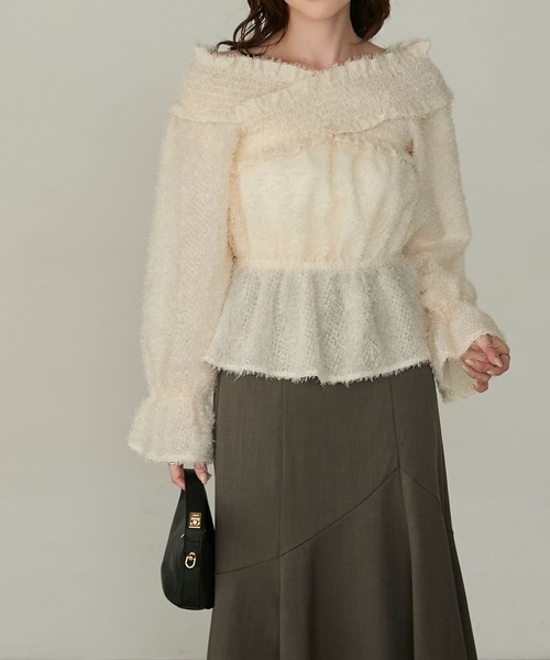 Cherir Mignon(シェリルミニョン)の「【Cherir Mignon】2wayオフショルフリンジペプラムブラウス(シャツ/ブラウス・レディース・アイボリー/ブラック/ピンク・FREE)」の18枚目の写真