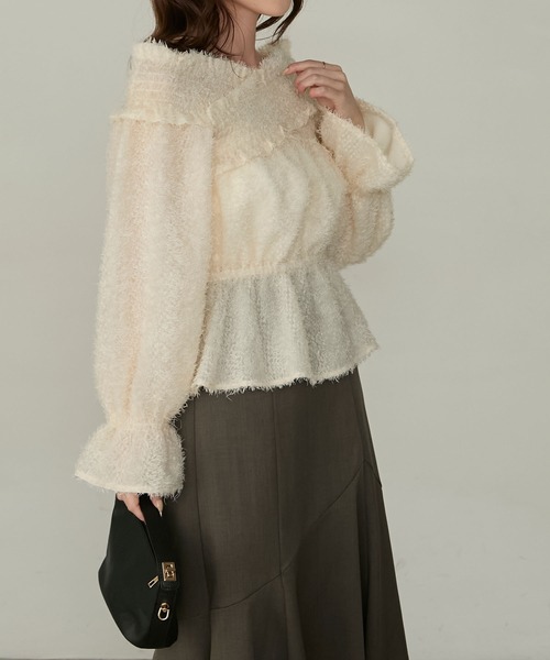 Cherir Mignon(シェリルミニョン)の「【Cherir Mignon】2wayオフショルフリンジペプラムブラウス(シャツ/ブラウス・レディース・アイボリー/ブラック/ピンク・FREE)」の19枚目の写真