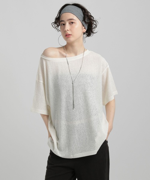 GEORGE'S(ジョージズ)の「メッシュTシャツ(Tシャツ/カットソー・レディース・ボルドー/ブラック/オフホワイト・SMALL/MEDIUM)」の2枚目の写真