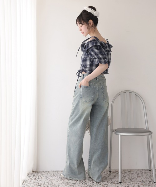 one after another NICE CLAUP（ワンアフターアナザーナイスクラップ）の「【サイズ展開あり】ワイドデニム（デニムパンツ・レディース・ライトブルー/ブルー/ブラック・SMALL/MEDIUM）」の9枚目の写真
