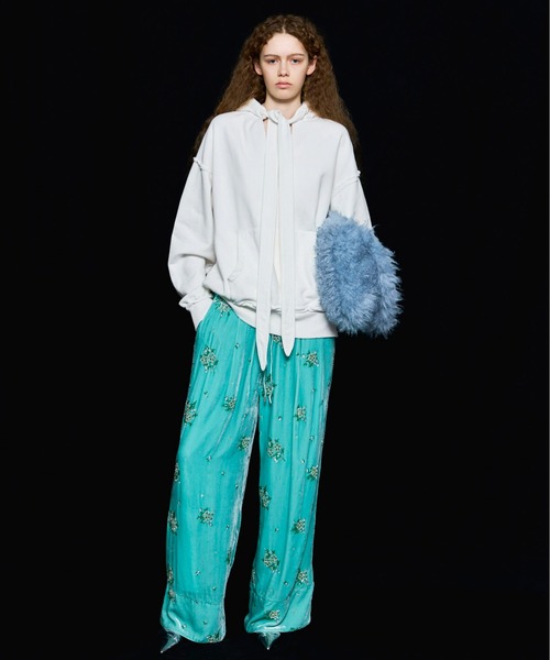 MAISON SPECIAL ビーズフラワーエンブロイダリーベロアパンツ Beads Flower Embroidery Velor Pants/ビーズフラワーエンブロイダリー