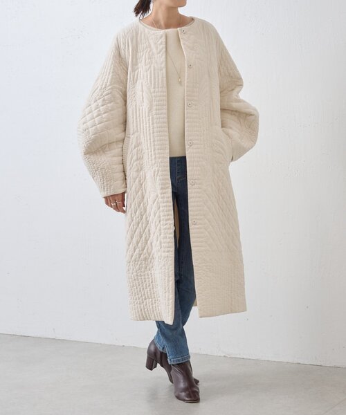 BEARDSLEY（ビアズリー）の「《15 quinze》刺繍キルトコート（その他アウター・レディース・アイボリー/キャメル・FREE）」の10枚目の写真