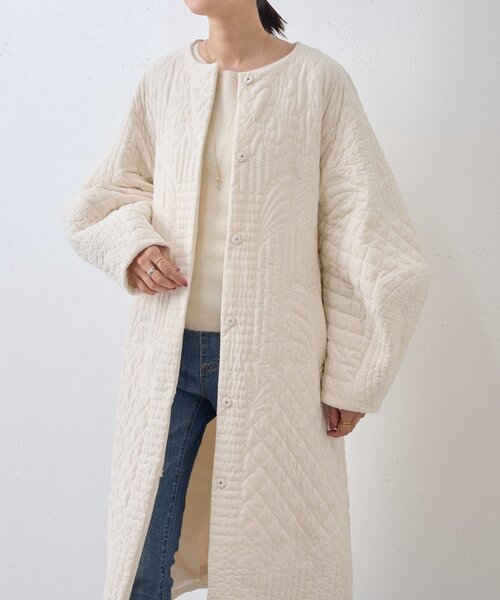 BEARDSLEY（ビアズリー）の「《15 quinze》刺繍キルトコート（その他アウター・レディース・アイボリー/キャメル・FREE）」の12枚目の写真