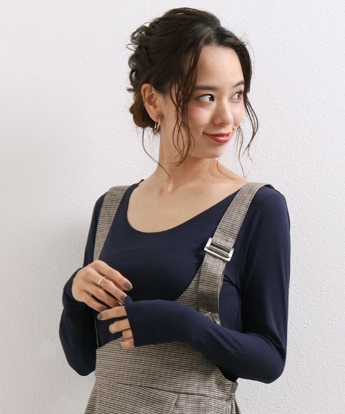 CLOTHY(クロシィ)の「【薄手なのにしっかり保温!裏微起毛インナー】プラズマヒートワイドクルーネックインナー(インナーウェア/肌着・レディース・ブラック/ピンクベージュ/カーキ/チャコールグレー/オフホワイト/ライトグレー/ベージュ/ネイビー・X-LARGE/MEDIUM)」の7枚目の写真