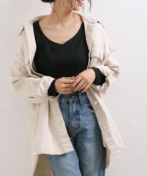 CLOTHY(クロシィ)の「【薄手なのにしっかり保温!裏微起毛インナー】プラズマヒートワイドクルーネックインナー(インナーウェア/肌着・レディース・ブラック/ピンクベージュ/カーキ/チャコールグレー/オフホワイト/ライトグレー/ベージュ/ネイビー・X-LARGE/MEDIUM)」の21枚目の写真