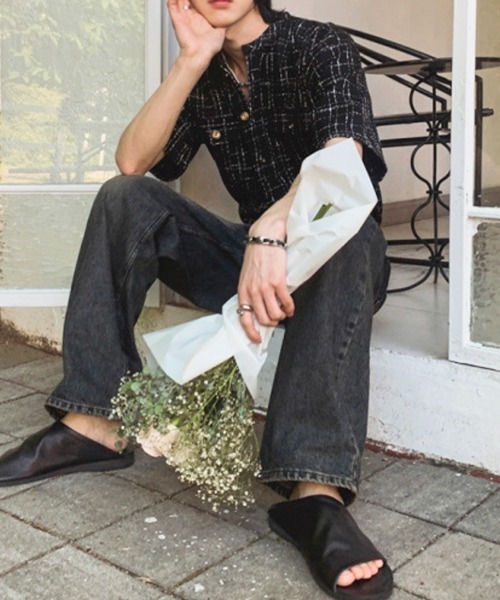 NOWLE（ノウル）の「【NOWLE】サマーツイード バンドカラーチェックシャツ（シャツ/ブラウス・メンズ・ホワイト/ブラック・MEDIUM/X-LARGE/LARGE）」の12枚目の写真