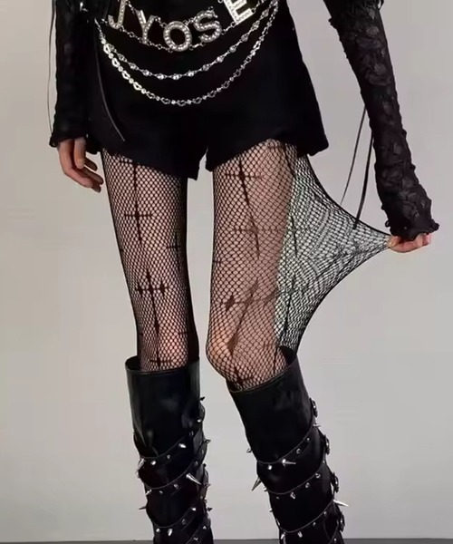 IMARI(イマリ)の「【 IMARI / イマリ 】 クロス デザイン 編みタイツ #(タイツ/ストッキング・レディース・ブラック/ホワイト・FREE)」の1枚目の写真