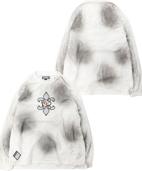 GALFY/ガルフィー】ぼろぼろロゴ百合の紋ロンTee（Tシャツ/カットソー