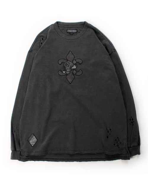 GALFY/ガルフィー】ぼろぼろロゴ百合の紋ロンTee（Tシャツ/カットソー